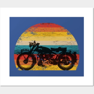 Vintage Sunset Motorcycle Posters and Art